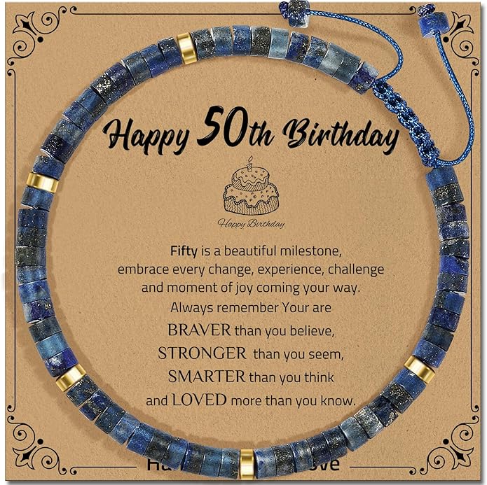30th 40th 50th 60th 70th 80th Birthday Gifts for Women, Natural Stone Bracelet Birthday Gifts for Mom Daughter Grandma Sister Friends Coworker