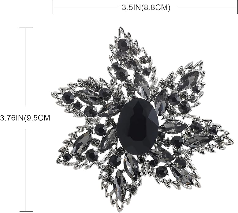 YOQUCOL Vintage Austrian Crystal Rhinestone Flower Shape Big Large Brooch Pin For Women Grils Golden Tone