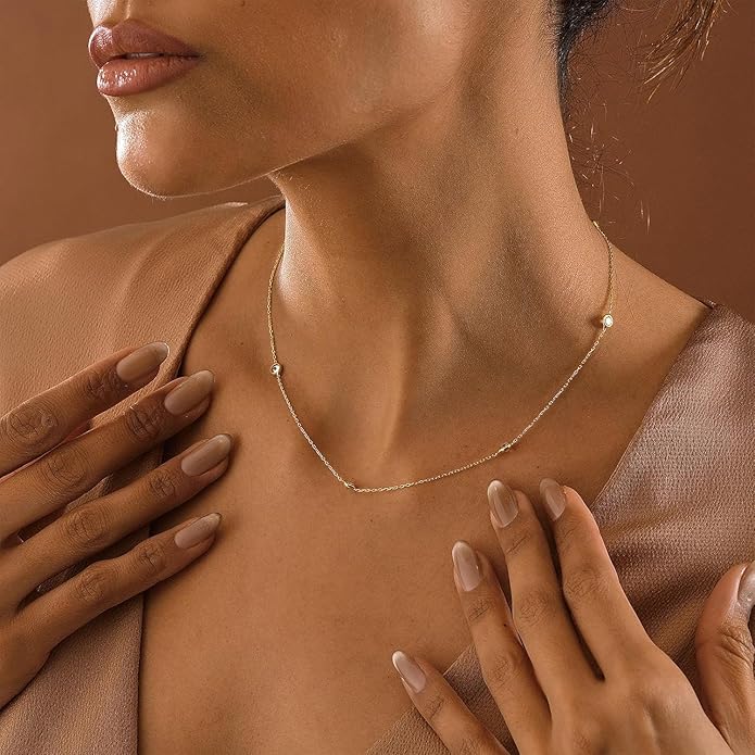 Dainty Necklaces for Women Cute Station Choker Necklace Cubic Zirconia Simulated Diamond Necklace Simple Layering CZ Necklace Trendy Jewelry Gifts