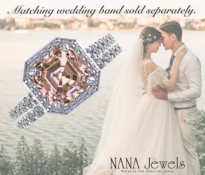 NANA Jewels Sterling Silver Engagement Rings for Women - Choose Simulated Morganite, Citrine, Aquamarine & More