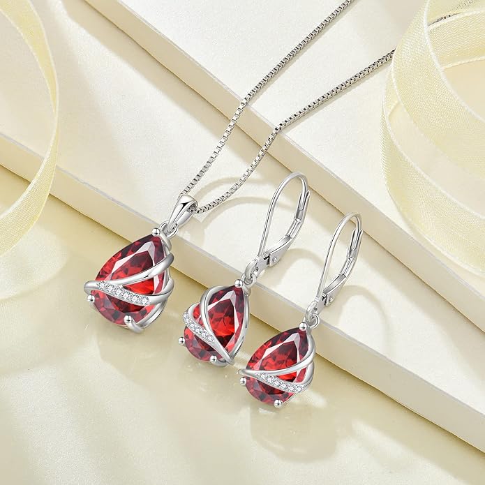 Birthstone Dangle Drop Earrings for Women 925 Sterling Silver Teardrop Leverback Earrings Jewelry Gifts for Wife Mother Her