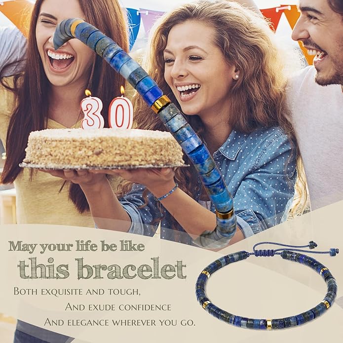 30th 40th 50th 60th 70th 80th Birthday Gifts for Women, Natural Stone Bracelet Birthday Gifts for Mom Daughter Grandma Sister Friends Coworker