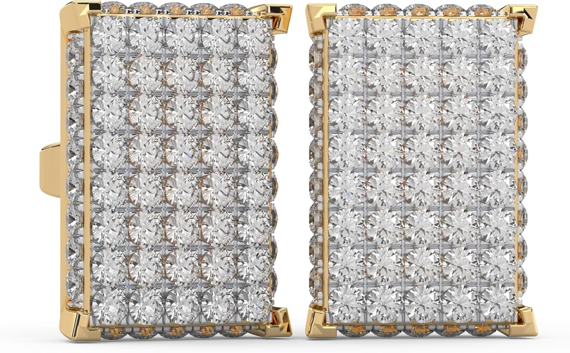 WHY SO SILVER INC 0.89 Ctw Natural Diamond Pave-Set Square Stud Earrings for Women | 925 Sterling Silver | Color I-J, Clarity I2-I3 | Fine Jewelry Gift Box Included