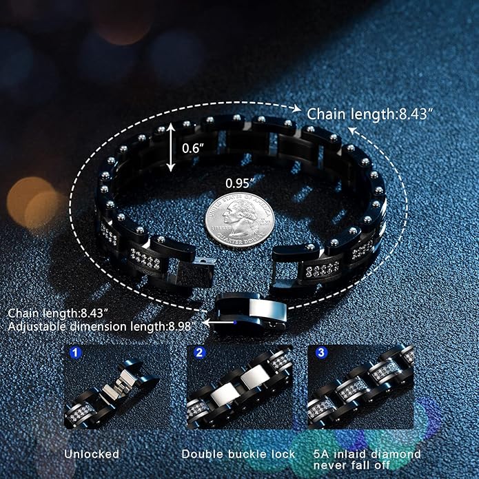 Ziallay Link Initial Bracelet Hip Hop Jewelry Gift Men Women Christmas Birthday Jewelry Gift Boyfriend Fashion Bracelet, Diamond, Two Tone Bracelet.