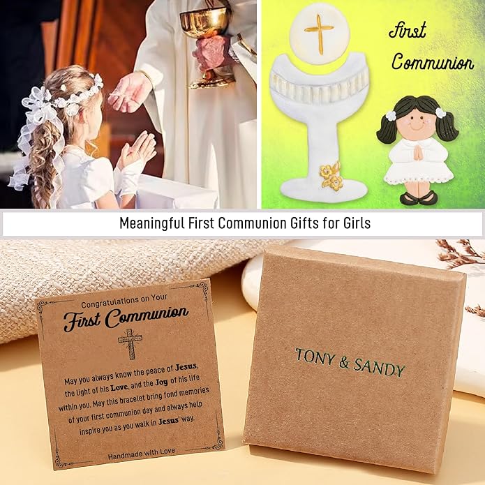TONY & SANDY Christian Gifts for Women, Religious Cross Bracelet Jewelry, Easter Basket Stuffers for Teens Kids Adults, Faith Confirmation Baptism Christmas Birthday Gifts for Women