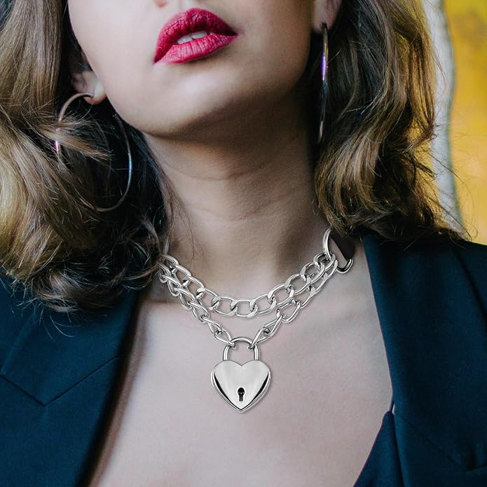 MILAKOO PU Leather Punk Choker Necklaces Circle/Heart Charm Adjustable Collar Necklace for Women