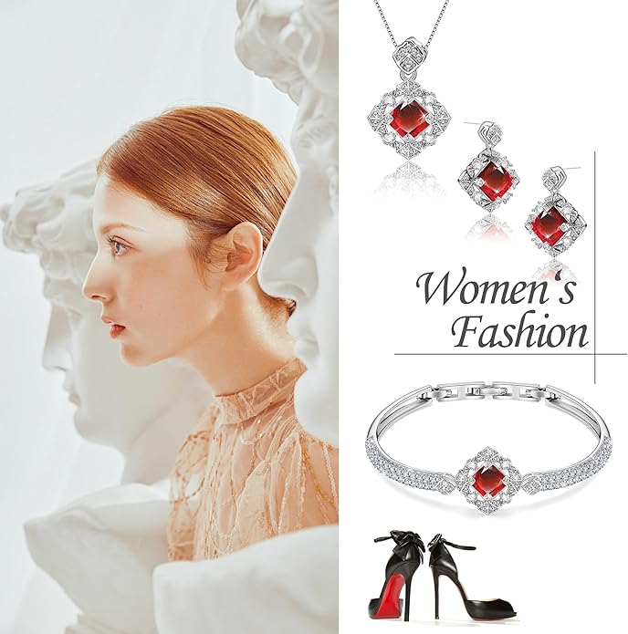 Blissful Angel Womens Jewelry Set Bracelet Necklace and Earrings Sets Crystal Jewelry Set For Wife Girlfriend Or Mothers Idea Gift For Special Women in Life