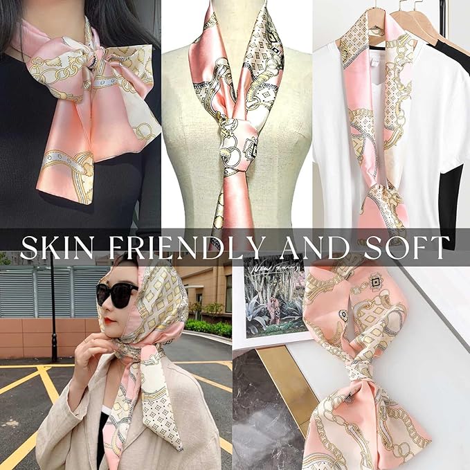 Dailyacc Hair Scarf for Women Fashion Silky Satin Headscarf Wrap Breathable Lightweight Neck Scarves For Handbag