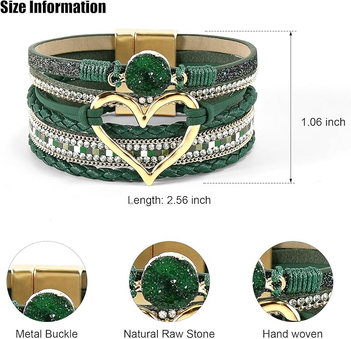 VIBILIA Boho Leather Wrap Bracelets for Women Multi-Layer Bracelets with Strong Clasp Jewelry for Women