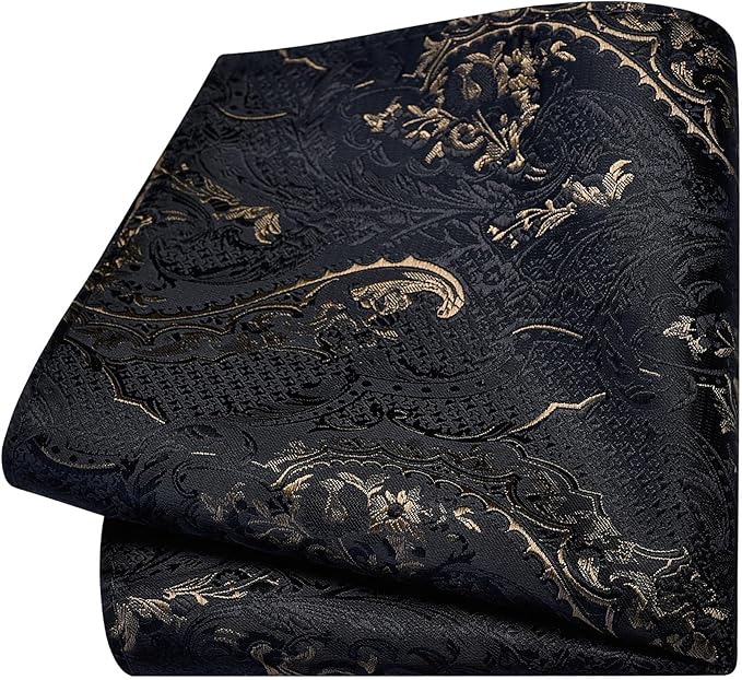 GUSLESON 8cm Paisley Tie Set for Men Necktie Lapel Pin Pocket Square Cufflinks Set for Men