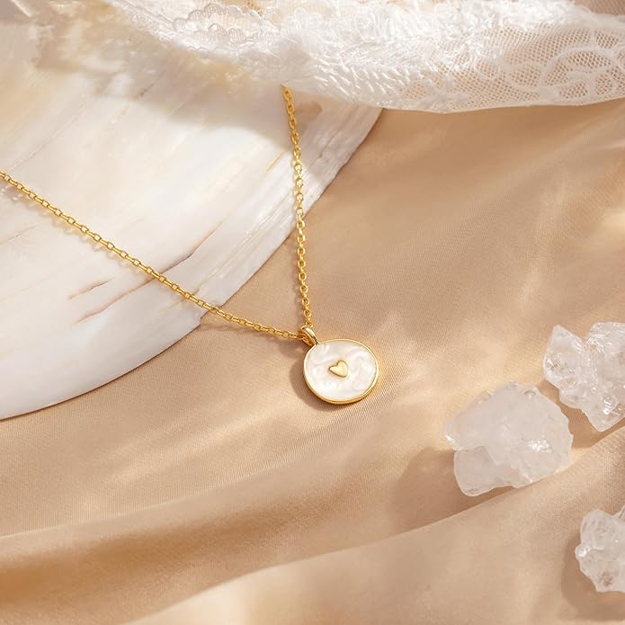 Tewiky Cute Heart Necklace Tiny 14k Gold Heart Pendant Choker Necklaces Small Gold Love Open Heart Chain Necklace for Women Dainty Gold Necklace Gifts for Her