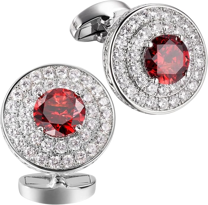 HAWSON Cufflinks for Men, Gold Diamond Crystal Cufflinks for Groom Husband Personalized Gifts, Mens Formal Wedding Business Cufflinks, Luxurious Gorgeous Cuff Links French Shirt Accessories