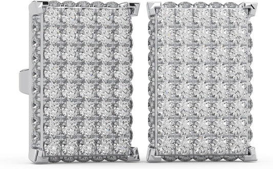 WHY SO SILVER INC 0.89 Ctw Natural Diamond Pave-Set Square Stud Earrings for Women | 925 Sterling Silver | Color I-J, Clarity I2-I3 | Fine Jewelry Gift Box Included