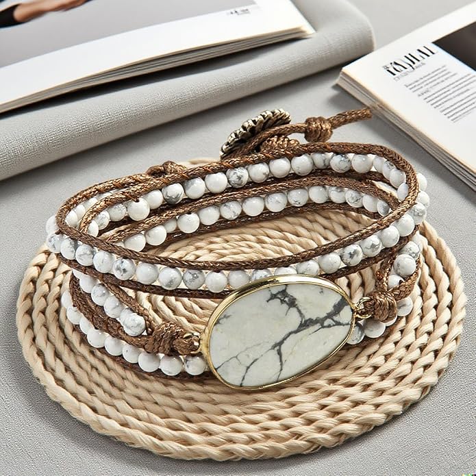 ZOSOJONA Boho Wrap Bead Bracelet for Women - Handmade Adjustable Natural Stone Beaded Bracelets Rope Yoga Healing Bracelet Bangle Hippie Jewelry