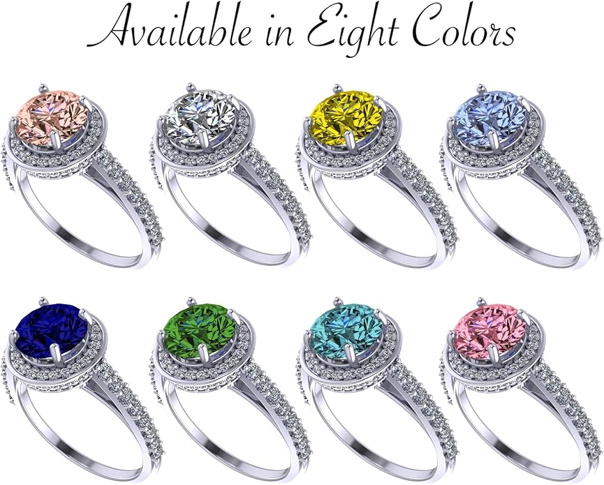 NANA Jewels Sterling Silver Engagement Rings for Women - Choose Simulated Morganite, Citrine, Aquamarine & More