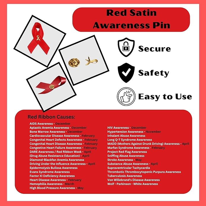 1/2/5/10/25/50/100pcs Satin Awareness Ribbon Pins (Pick your color), for Cancer & Disease Awareness, Bulk Quantities for Fundraising, Events, Gift Giving