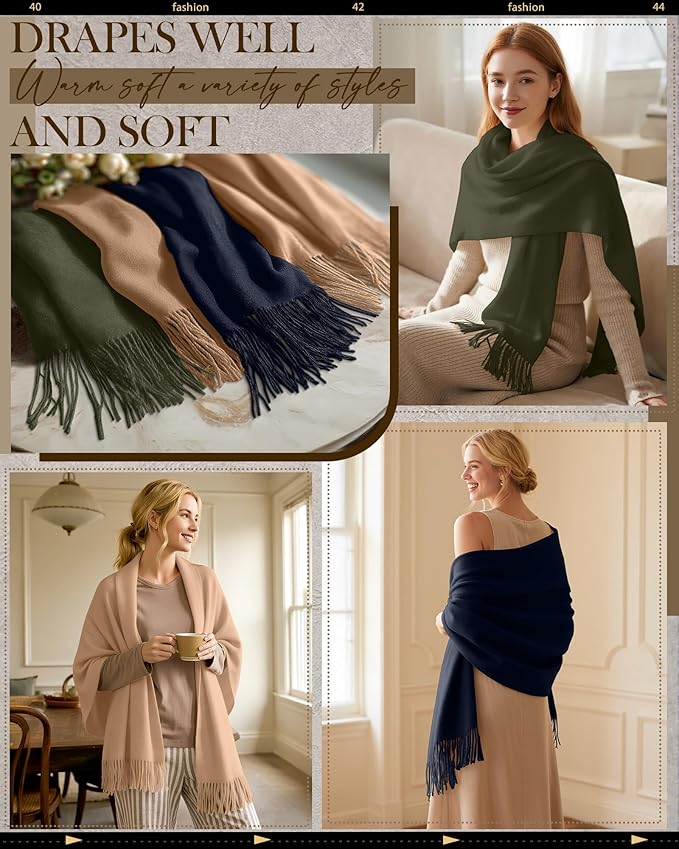 Oakgarden 3 Pack Winter Scarf for Women Pashmina Scarves Shawl Wraps Bridesmaid Gifts for Evening Dresses