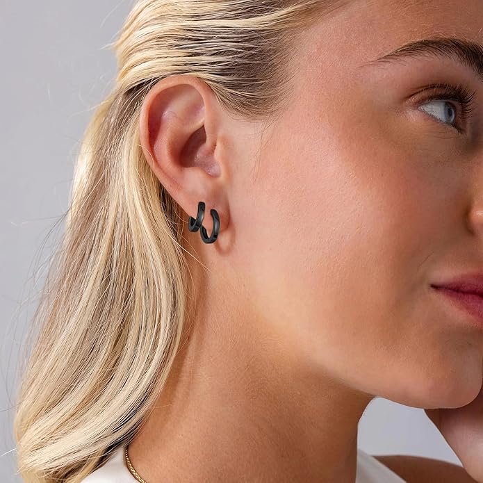 micuco 3 Pairs Small Hoop Earrings Set for Women, 14K Gold Plated Huggie Hoop Earrings for Men, Tiny Cartilage Hypoallergenic Earring Set