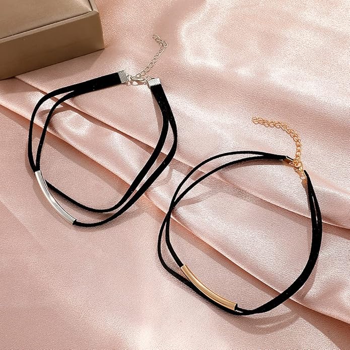 Black Choker Necklaces for Women 90s Red Black Velvet Choker Necklace Thick Thin Chocker Tube Heart Circle Choker Necklace Lace Tatto Collar Necklace Goth Choker Jewelry