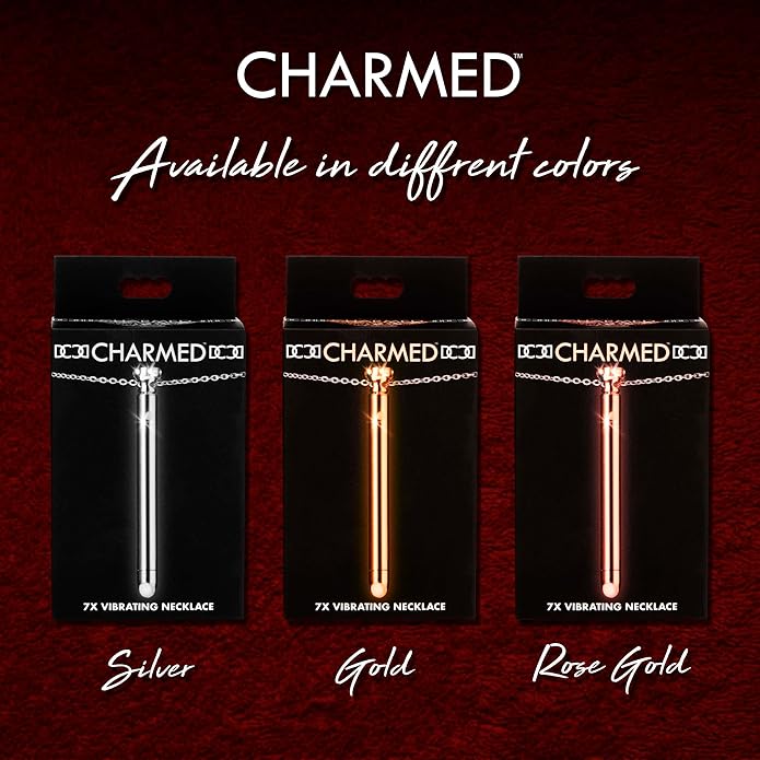 Charmed Silver 7X Vibrating Y Necklace for Women, Sexy Silver Bar Pendant with Chain Necklace, Rechargeable 2-in-1 Necklace Jewelry with Rhinestones