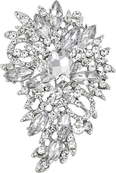 SELOVO Women's Rhinestone Crystal Wedding Flower Leaf Sparkle Brooch Pin