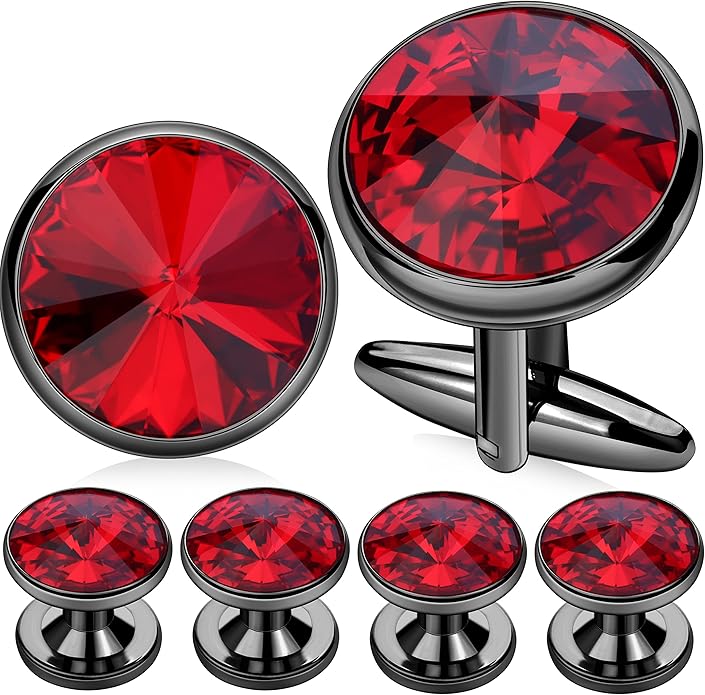 HAWSON Cufflinks for Men with 4/6 pcs Shirt Studs Set, Gift Box Packed, Mens Jewelry or Accessories for Wedding, Party, Anniversary, Birthday