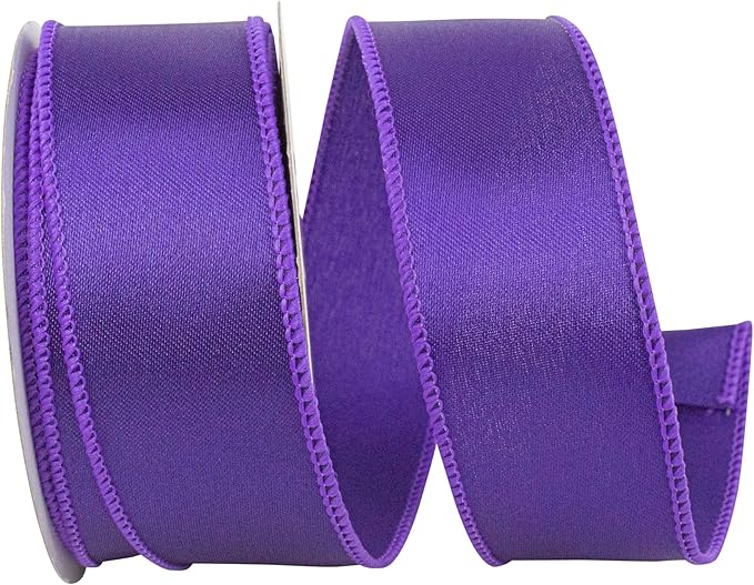 Reliant Ribbon 92575W-064-09F Satin Value Wired Edge Ribbon, 1-1/2 Inch X 10 Yards, Purple