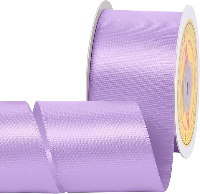 LEEQE Double Face Light Purple Satin Ribbon 2 inch X 25 Yards for Gift Wrapping Very Suitable for Weddings Party Hair Bow Invitation Decorations and More
