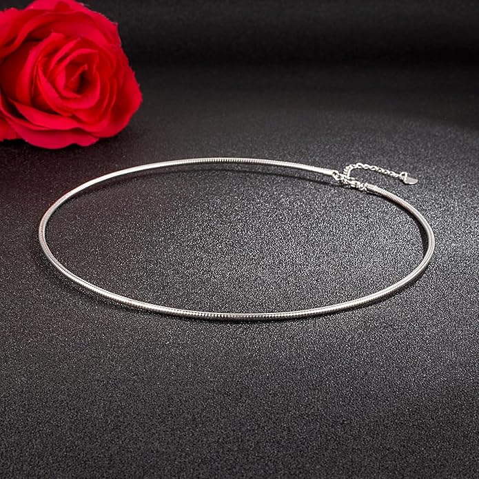 Women 925 Sterling Silver 2MM Solid Dome Collar Necklace Simple Fashion Golden 16 "18" 20 "+1.9 "Adjustable Length Choker Fine Jewelry Gifts