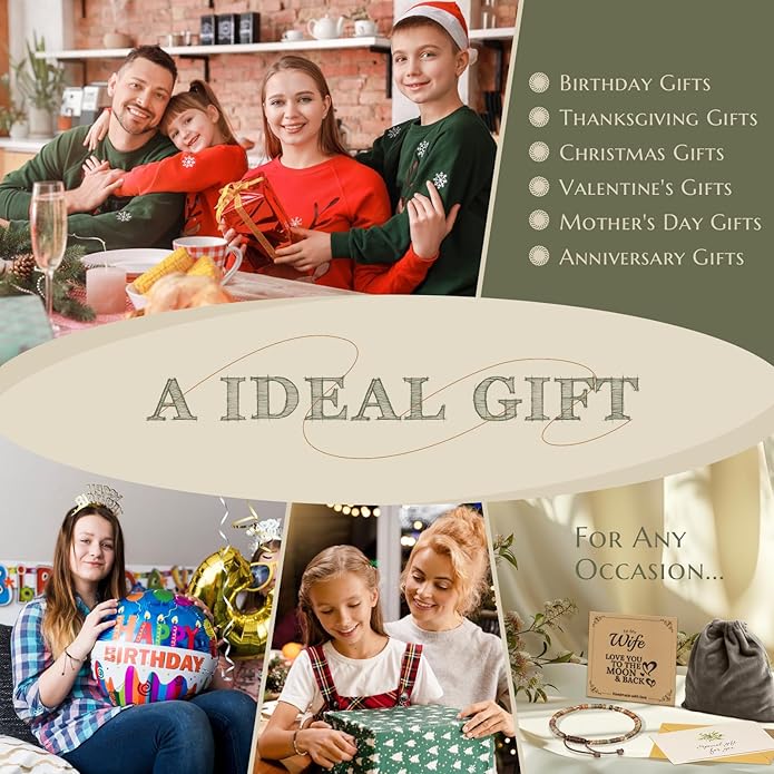 30th 40th 50th 60th 70th 80th Birthday Gifts for Women, Natural Stone Bracelet Birthday Gifts for Mom Daughter Grandma Sister Friends Coworker