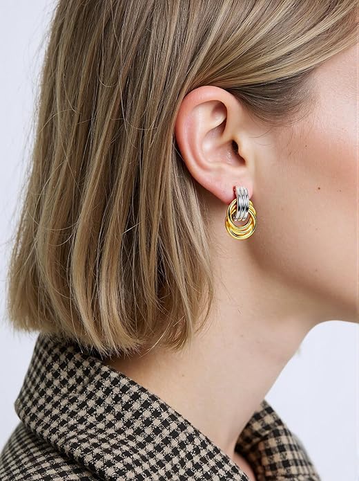 Trendy 14K Gold Plated Knot Earrings are Thick and Charming Pendant Earrings for Women They are Lightweight Hypoallergenic Fashion Accessories Jewelry Gifts for Women