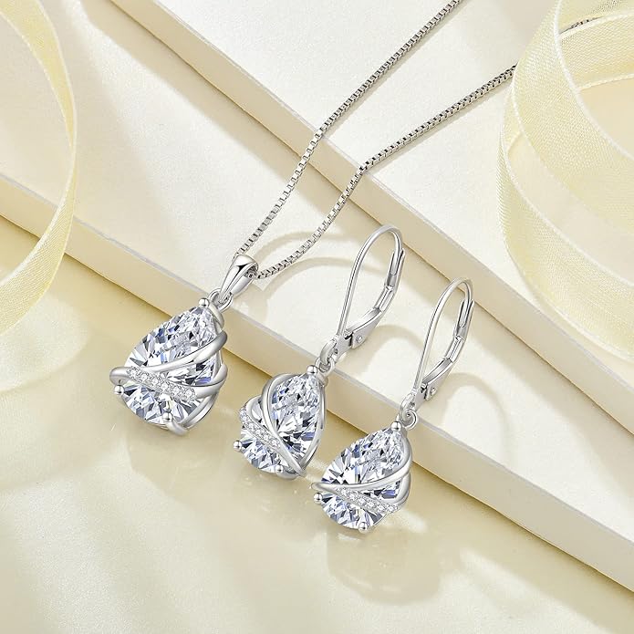 Birthstone Dangle Drop Earrings for Women 925 Sterling Silver Teardrop Leverback Earrings Jewelry Gifts for Wife Mother Her