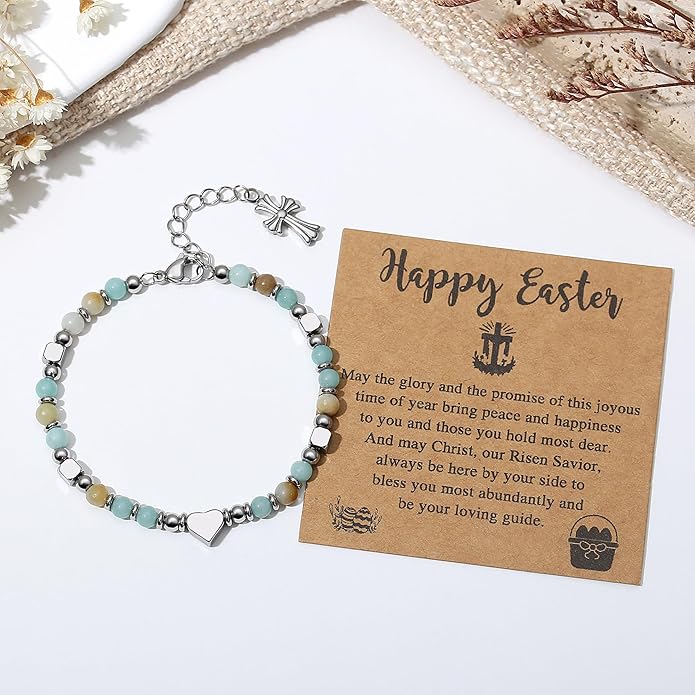 TONY & SANDY Christian Gifts for Women, Religious Cross Bracelet Jewelry, Easter Basket Stuffers for Teens Kids Adults, Faith Confirmation Baptism Christmas Birthday Gifts for Women