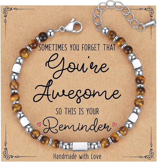 Tiny Gemstone Beaded Bracelets for Women Teen Girls, You are Awesome Jewelry Gifts for Women, Friends, Sister, Mom, Daughter...