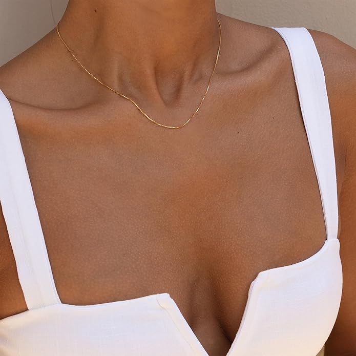 Freekiss Herringbone Necklace for Women,Dainty Gold Necklace,14k Gold Plated Snake,Gold Chain Choker Necklaces,Simple Gold Layered Necklaces,Gold Jewelry Gift for Women