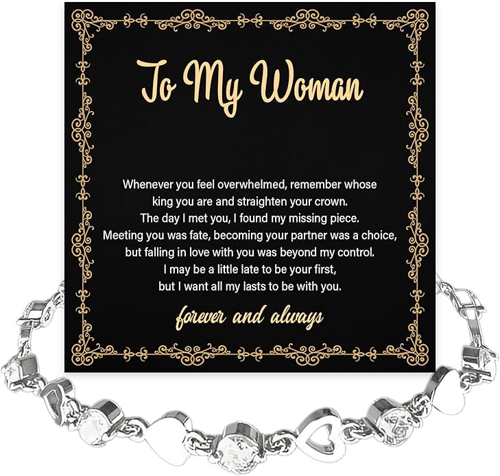 To My Wife Crystal Heart Bracelet Gift From Husband, Beautiful Wife Jewelry For Anniversary, Birthday, Christmas, Valentine’s Day, Bracelet For Her With Heartfelt Message & Elegant Box