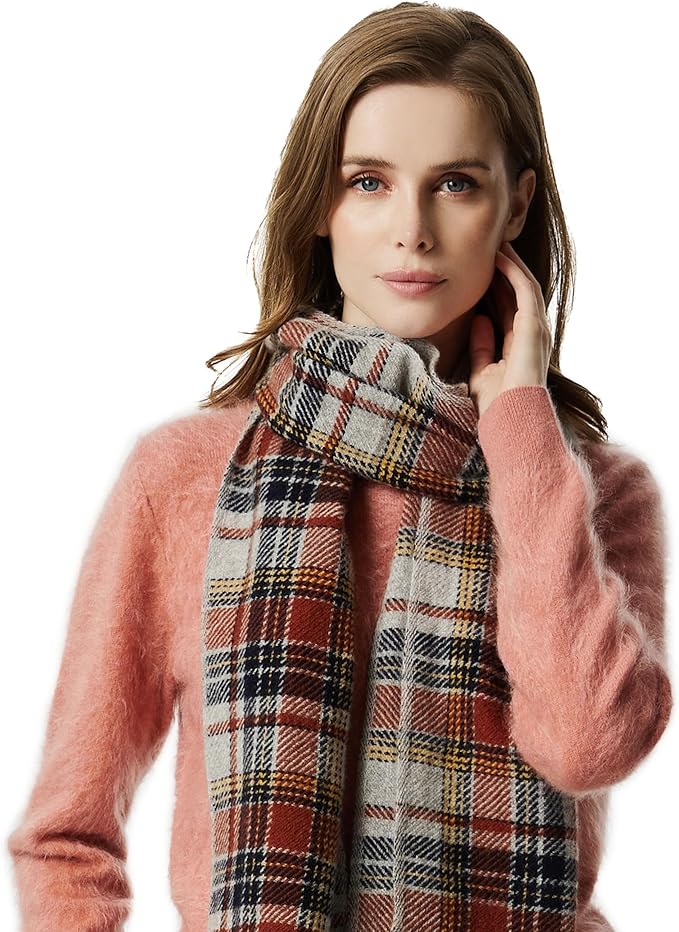 EURKEA 100% Cashmere 2025 Winter Scarf for Women Fringed Edges Warm & Soft Lightweight Solid/Plaid/Two-Tone Free Size
