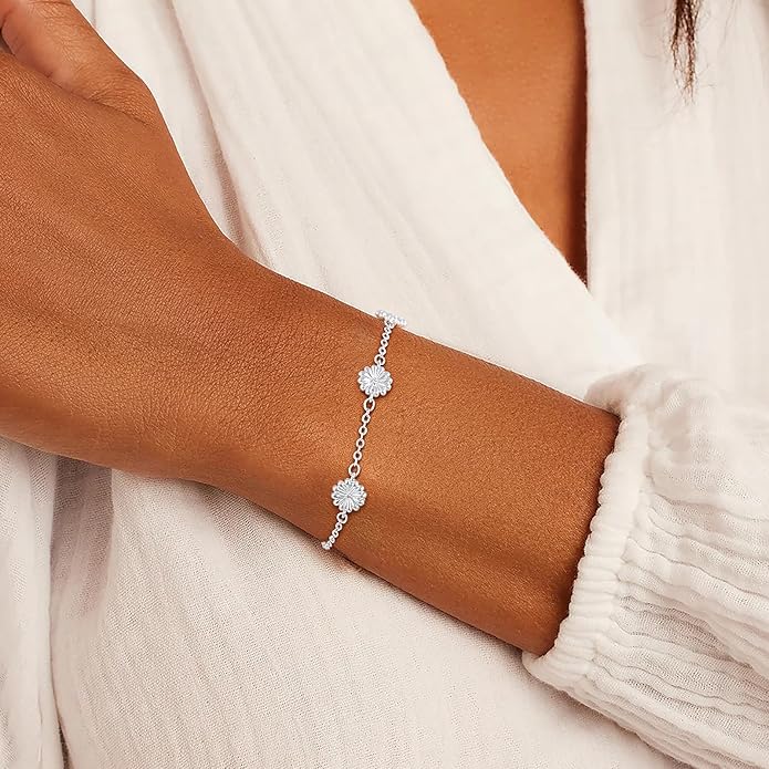 Gold Bracelets for Women,14K Dainty Gold Plated Bracelets Non Tarnish Waterproof Diamond Bracelets Heart Flower Round Square CZ Charm Bracelet Trendy Stuff Jewelry Gifts for Her