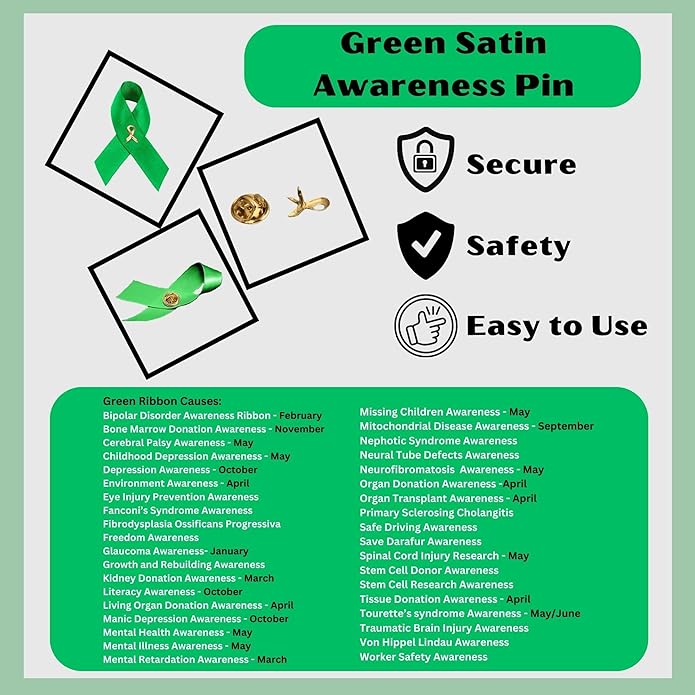 1/2/5/10/25/50/100pcs Satin Awareness Ribbon Pins (Pick your color), for Cancer & Disease Awareness, Bulk Quantities for Fundraising, Events, Gift Giving