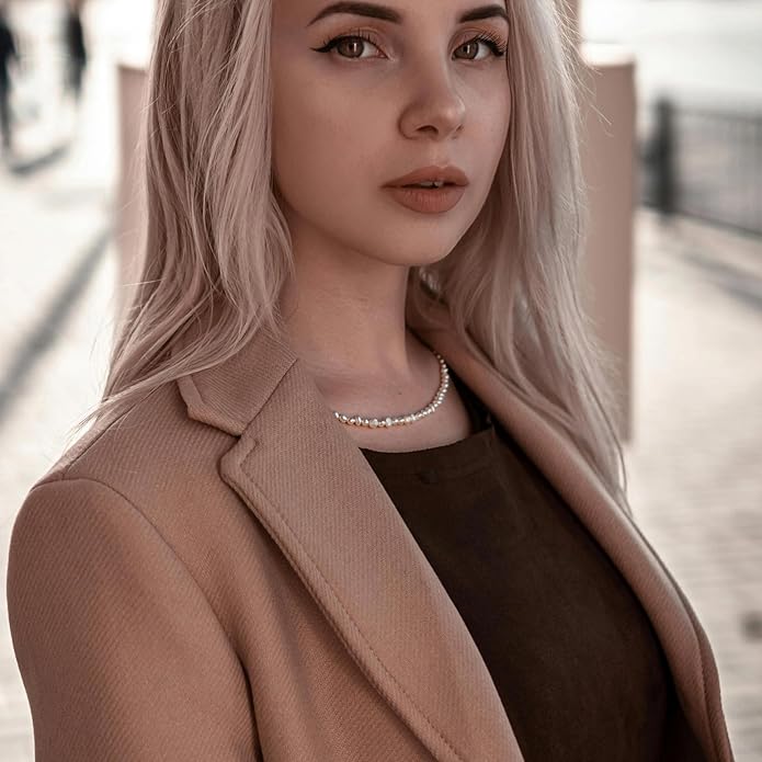 Natural Pearls Choker Necklace for Women Freshwater Baroque Pearl Strand Necklace Chain Cultured Baroque Pearl 18K Gold Plated & S925 Sterling Silver Clasp Choker