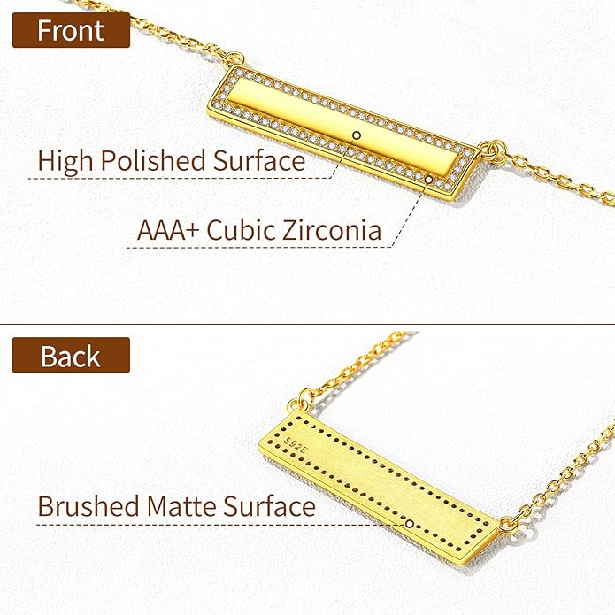 ChicSilver Customizable Vertical Bar Pendant Necklace 925 Sterling Silver Y Necklace Simple Fashion Jewelry Gifts for Women
