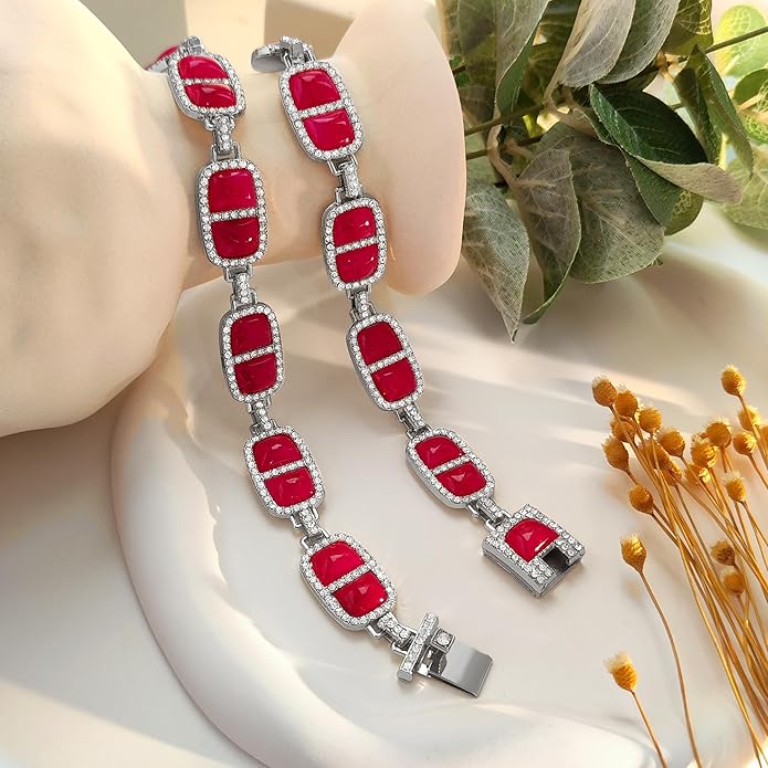 Chunky Necklace for Women 12 Colors Diamond Stone Gold Statement Necklace for Women Full Trendy Blue Birthstone Choker Necklace for Women Square Design Necklace Jewelry