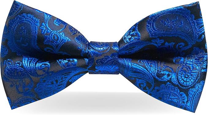 JEMYGINS Paisley Pre-tied Bow Tie and Pocket Square Cufflinks Lapel Pin Sets for Men 4PCS