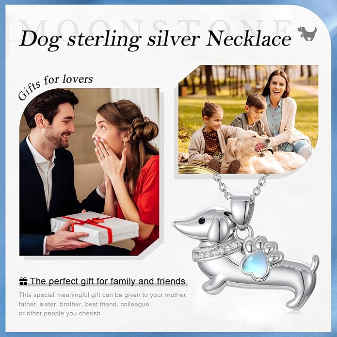 Dog Cat Necklace Pendant 925 Sterling Silver Pet Jewelry Gifts for Women