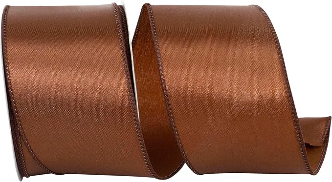 Reliant Ribbon 92575W-092-40F Satin Value Wired Edge Ribbon, 2-1/2 Inch X 10 Yards, Brown