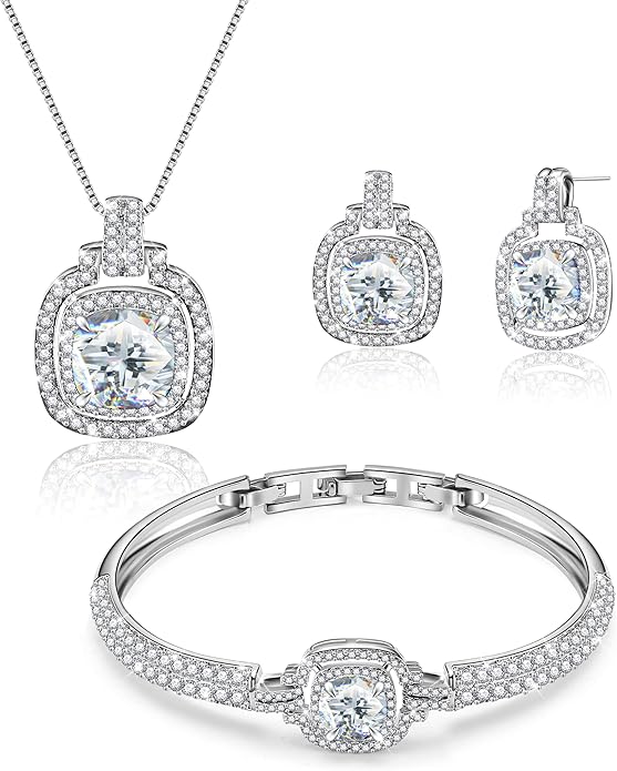 Celestial Whispers Crystal Jewelry Sets For Women Bracelet Necklace and Earrings Sets Idea Gift for Wife Girlfriend or Mothers