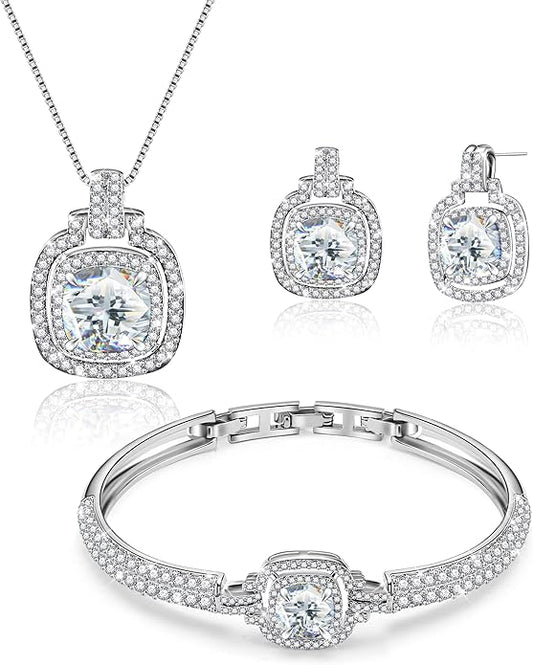 Celestial Whispers Crystal Jewelry Sets For Women Bracelet Necklace and Earrings Sets Idea Gift for Wife Girlfriend or Mothers