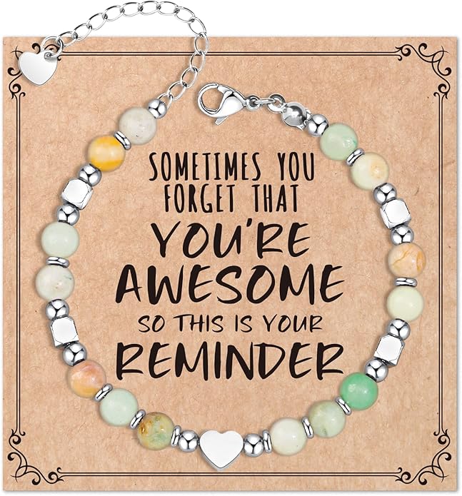 Desimtion Healing Natural Stone Bracelets for Women Girls, Sometimes You Forget You're Awesome -Christmas Gifts for Women Teen Girls, Best Friend Birthday Gifts for Women Friendship Bracelets