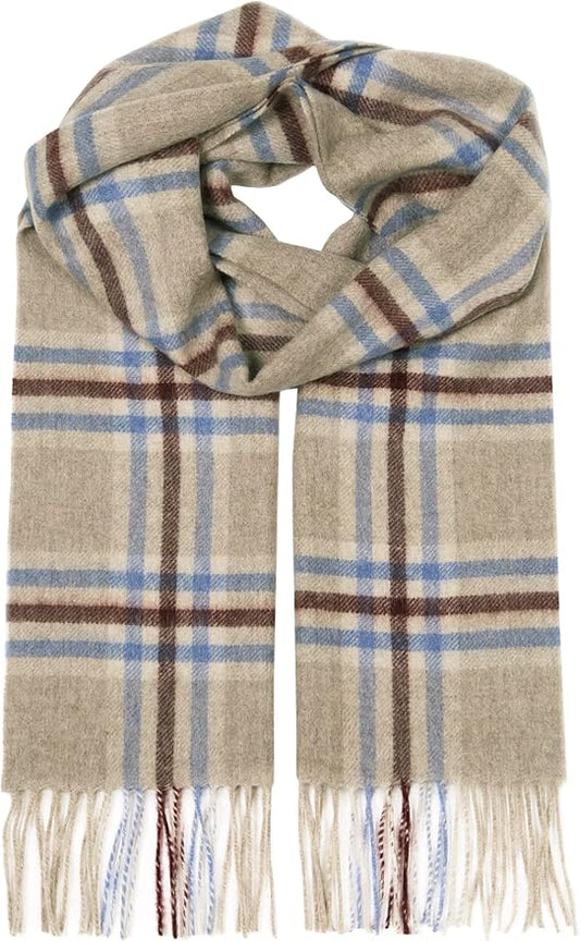 EURKEA 100% Cashmere 2025 Winter Scarf for Women Fringed Edges Warm & Soft Lightweight Solid/Plaid/Two-Tone Free Size