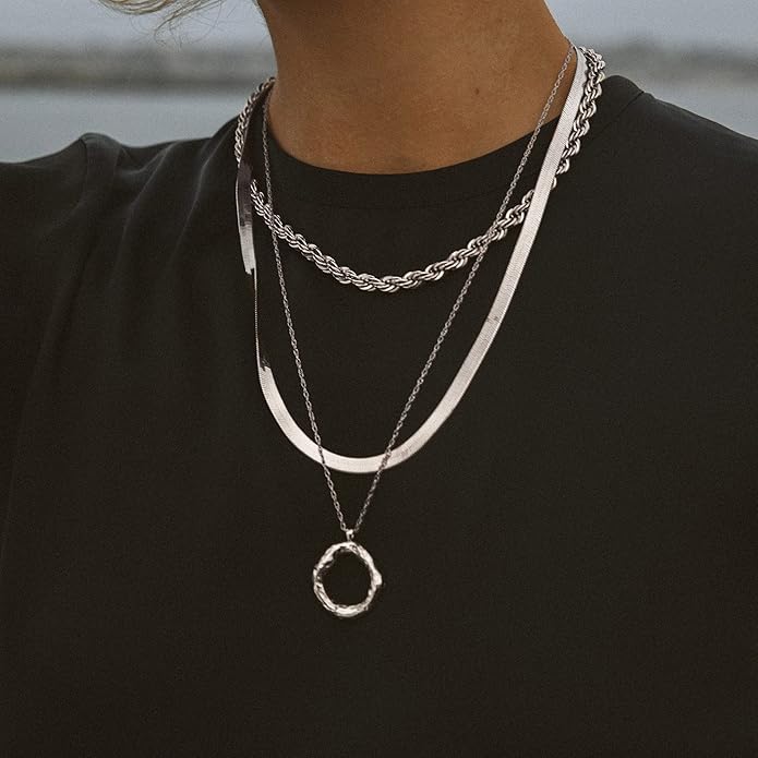 DEARMAY 14K Gold Plated Necklaces for Women, Dainty Gold Herringbone Choker Necklace Thin Layered Snake Chain Jewelry for Gifts